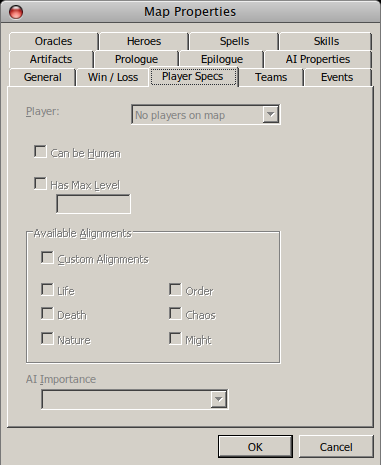 player configuration window